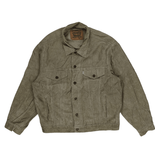 Levi's 70503 Vintage Olive Green Cotton Corduroy Trucker Jacket Size Large