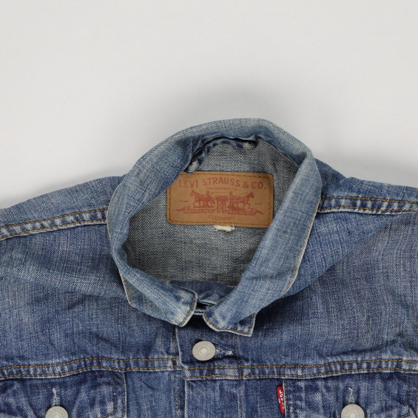 Levi's Vintage Blue Denim Trucker Jacket Medium 100 Percent Cotton