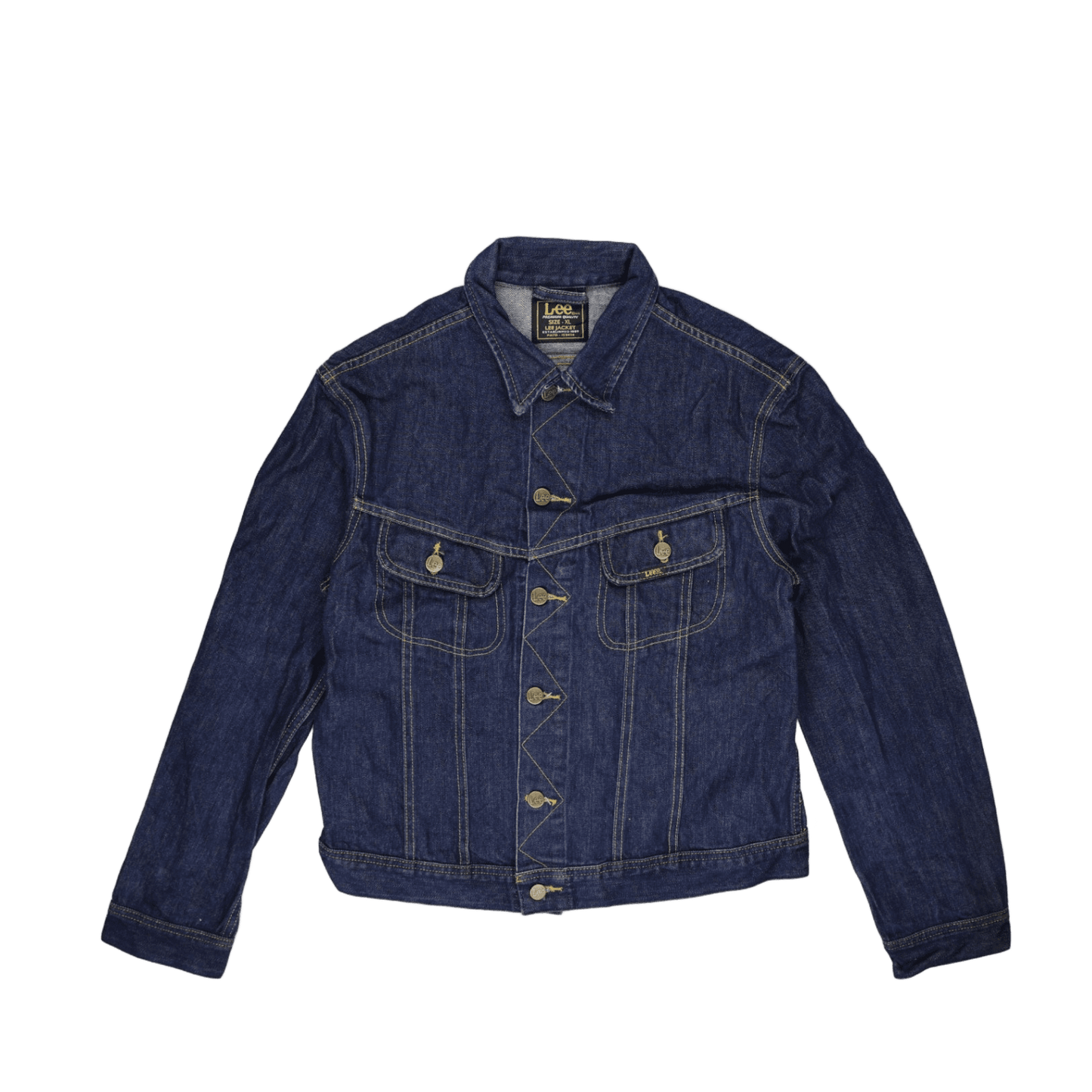 Lee Vintage Denim Jacket Dark Blue XL 100 Percent Cotton Collared