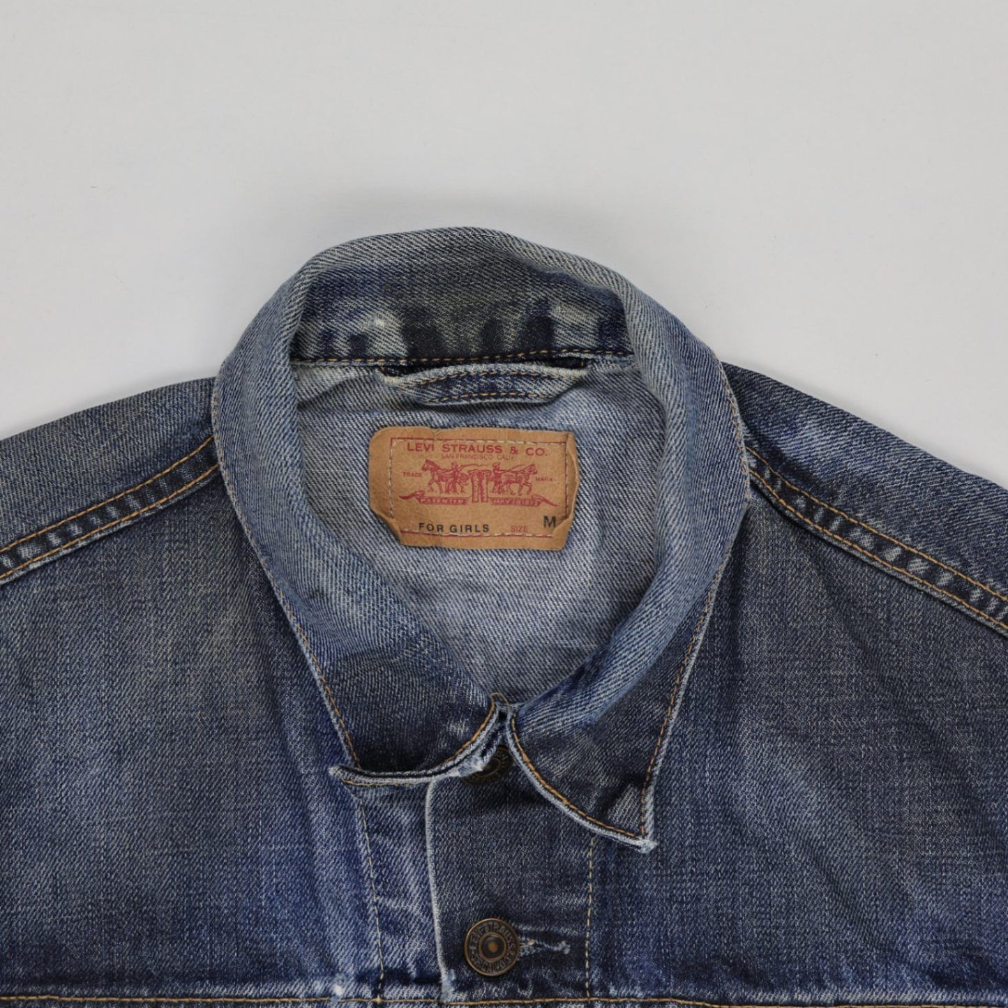 Levi's Girls Vintage Blue Denim Trucker Jacket Medium 100 Cotton