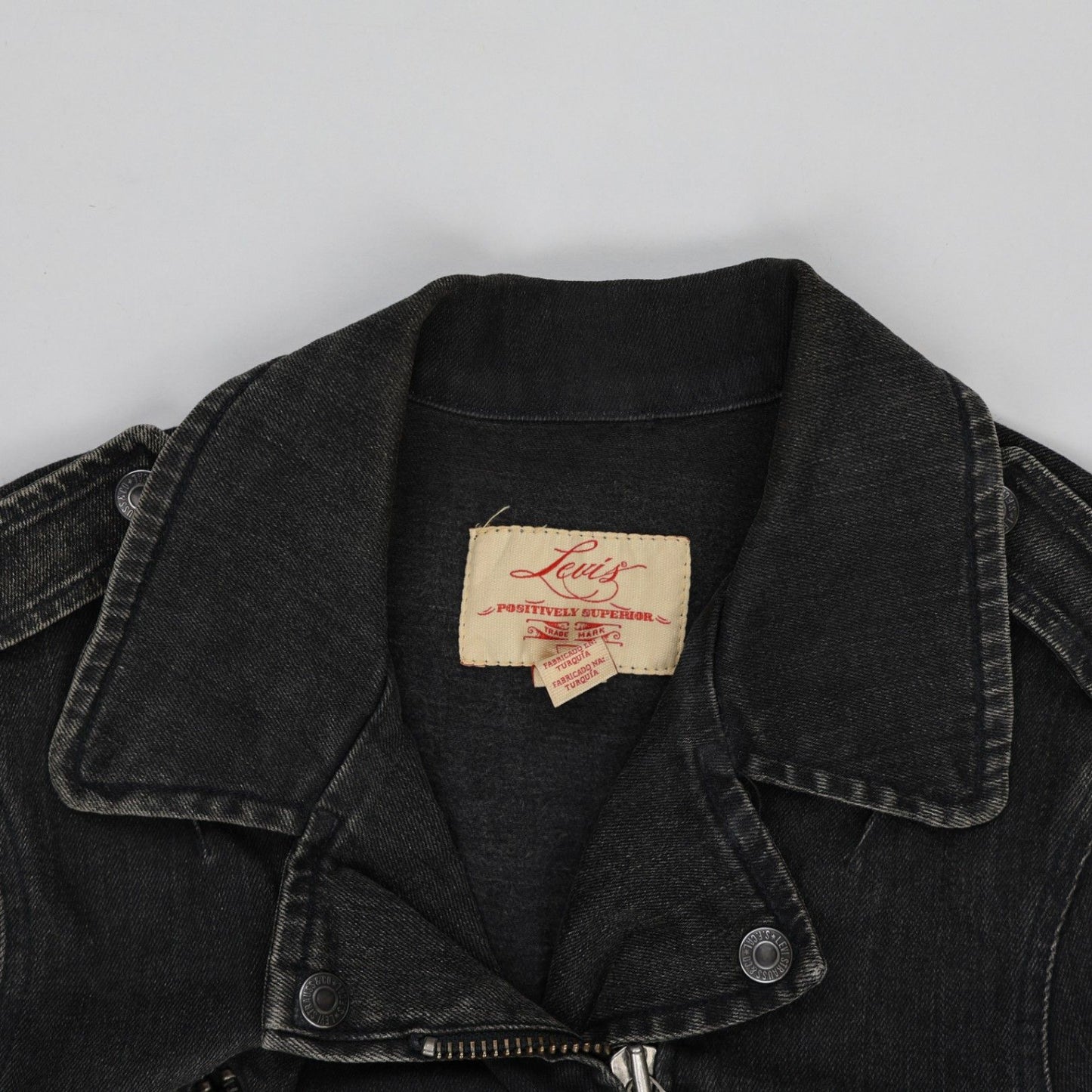Levi's Black Denim Biker Jacket Medium Vintage Cotton