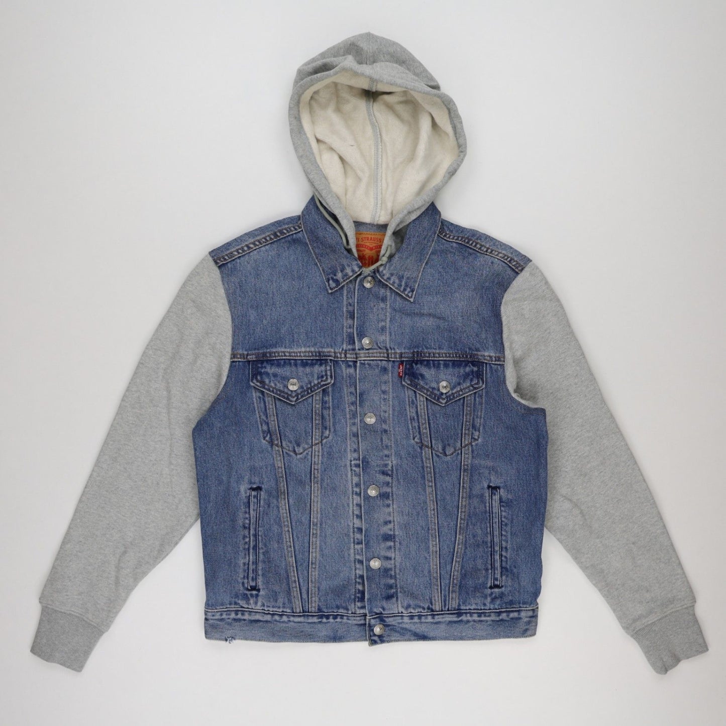 Levi's Vintage Fit Denim Hoodie Jacket Blue Grey Small Cotton Polyester Blend