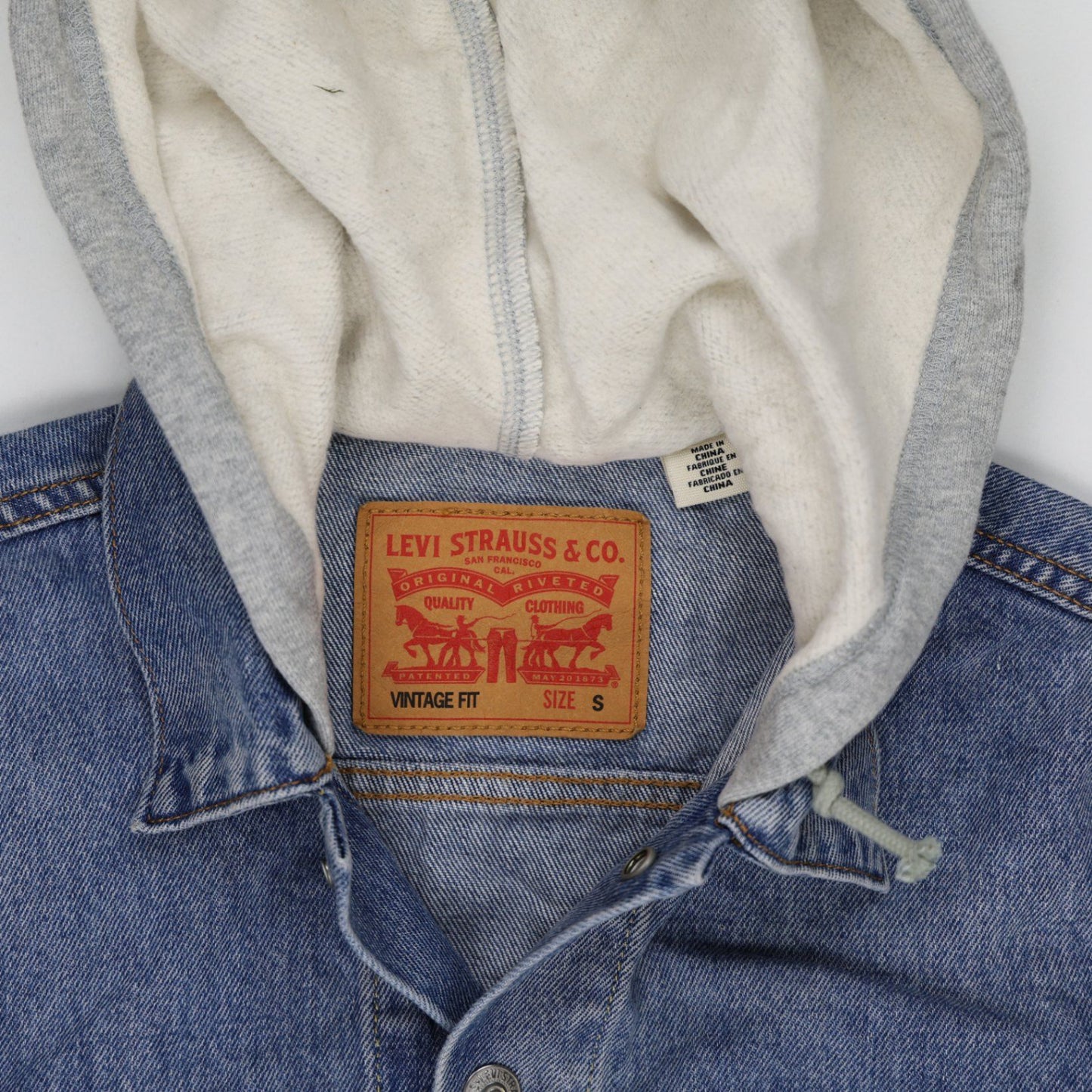 Levi's Vintage Fit Denim Hoodie Jacket Blue Grey Small Cotton Polyester Blend