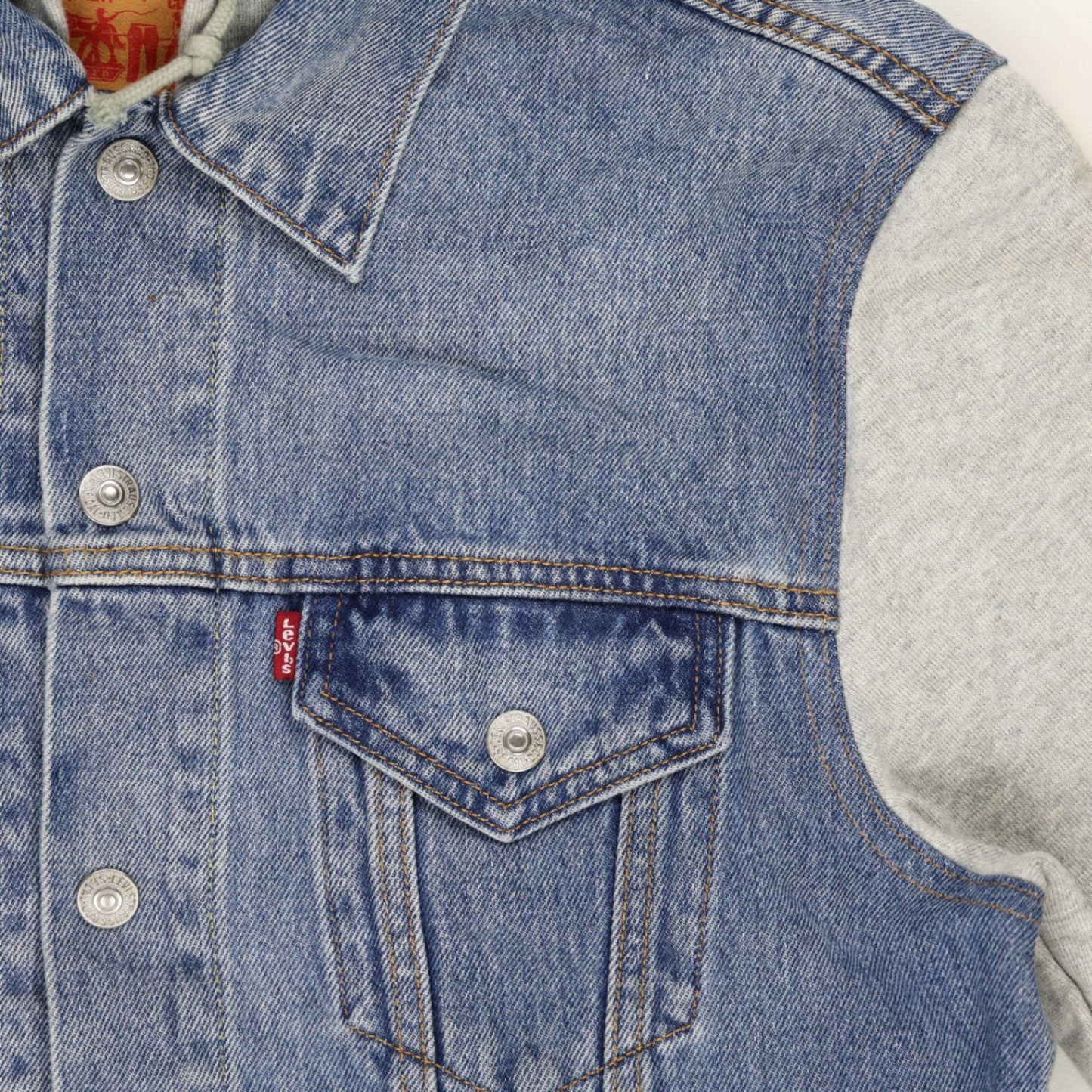 Levi's Vintage Fit Denim Hoodie Jacket Blue Grey Small Cotton Polyester Blend