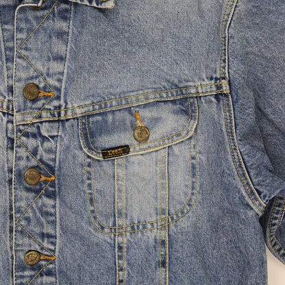 Lee Vintage Light Blue Denim Jacket Unisex Medium 100 Percent Cotton Western Style Collared