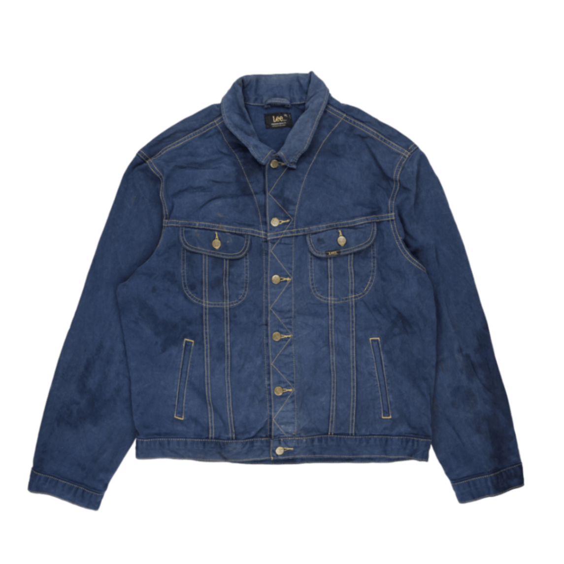 Lee Blue Denim Rider Jacket for Men Size XL Cotton Collared