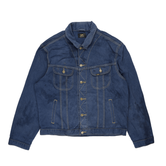 Lee Blue Denim Rider Jacket for Men Size XL Cotton Collared