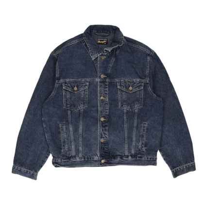 Wrangler Vintage Blue Denim Trucker Jacket XL Cotton Western Style