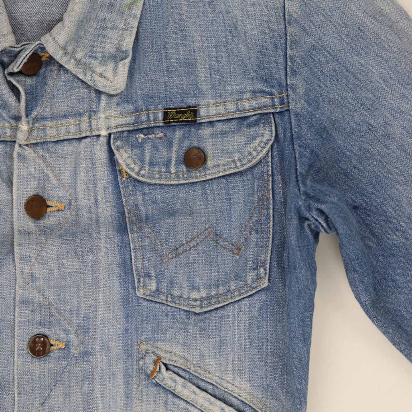 Wrangler Vintage Blue Denim Jacket Western Style Medium Cotton