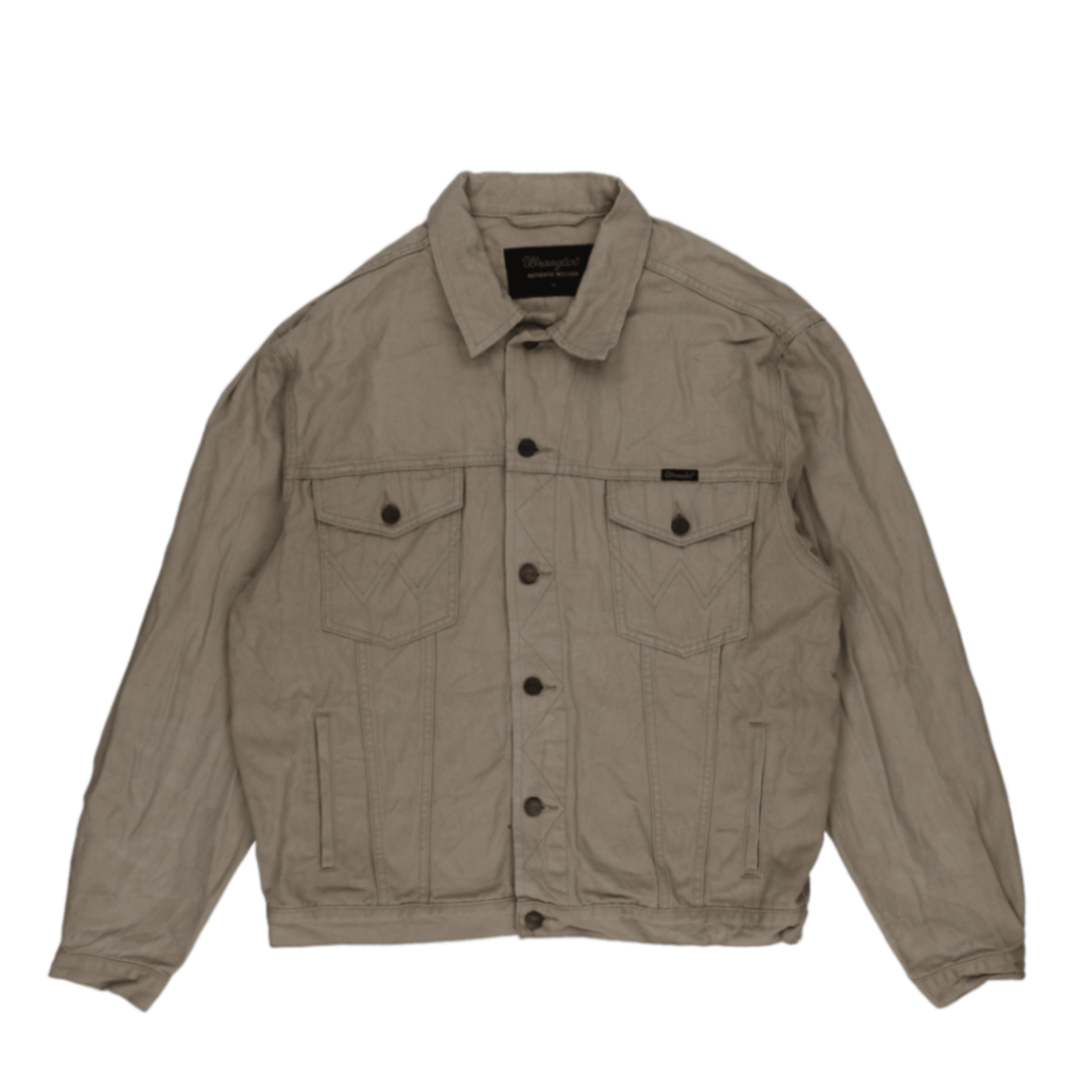 Wrangler Authentic Western Beige Denim Jacket XL 100% Cotton Collared Vintage
