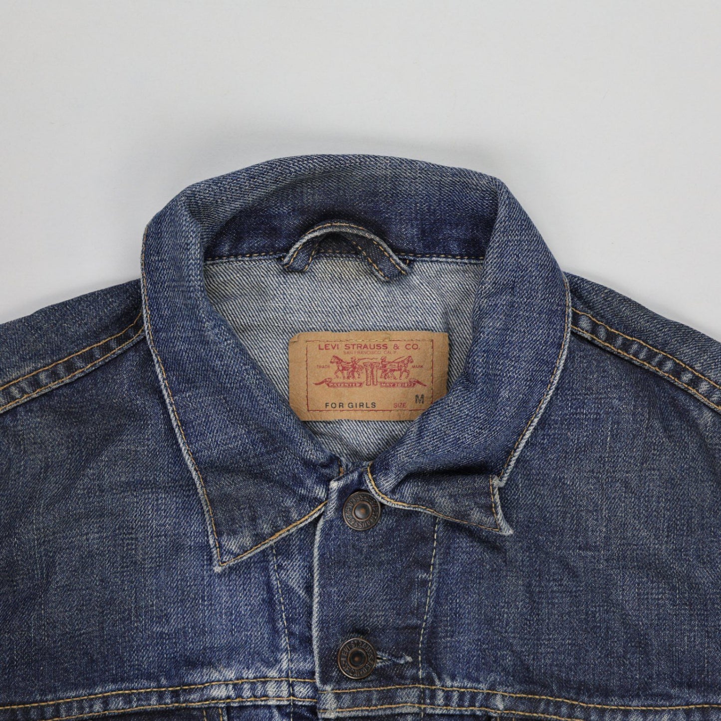 Levi's Vintage Medium Blue Denim Trucker Jacket Women Size M Cotton