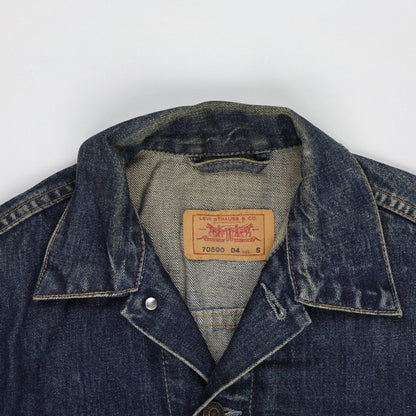 Levi's 70500 Vintage Dark Blue Denim Trucker Jacket Size S Cotton