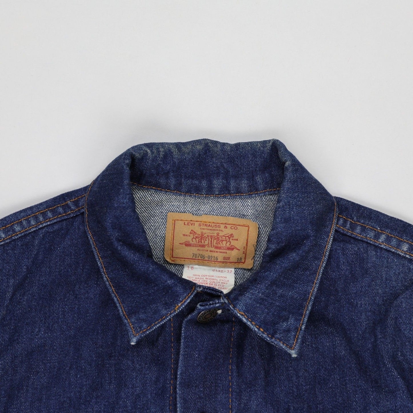 Levi's Vintage Blue Denim Trucker Jacket Model 70706-0216 Size 18 Unisex Cotton