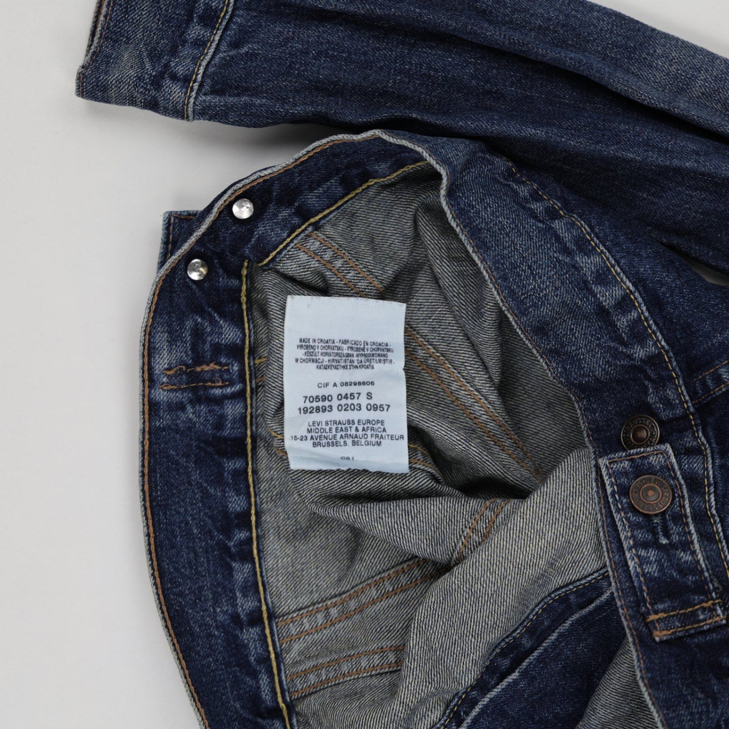 Levi's 70590 Classic Blue Denim Trucker Jacket Small Cotton