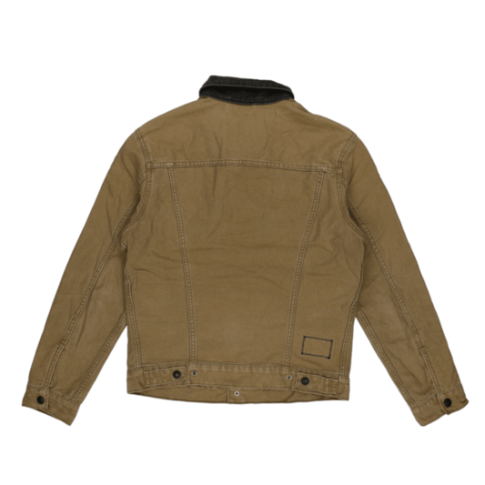 Levi's Premium Tan Cord Collar Canvas Jacket S Flannel Lined Vintage Style