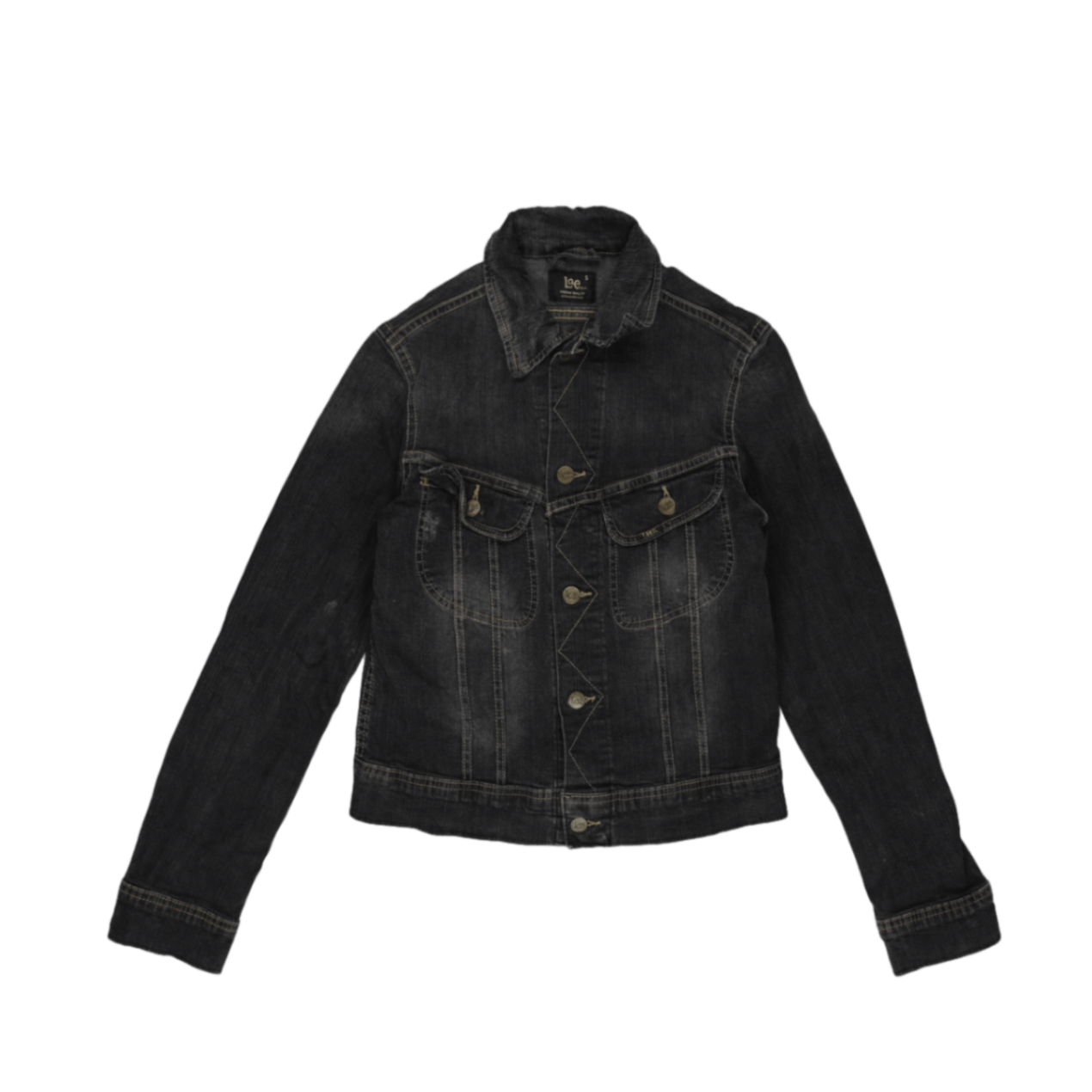 Lee Vintage Black Denim Jacket Small Cotton Blend Collared