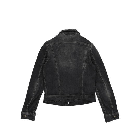 Lee Vintage Black Denim Jacket Small Cotton Blend Collared