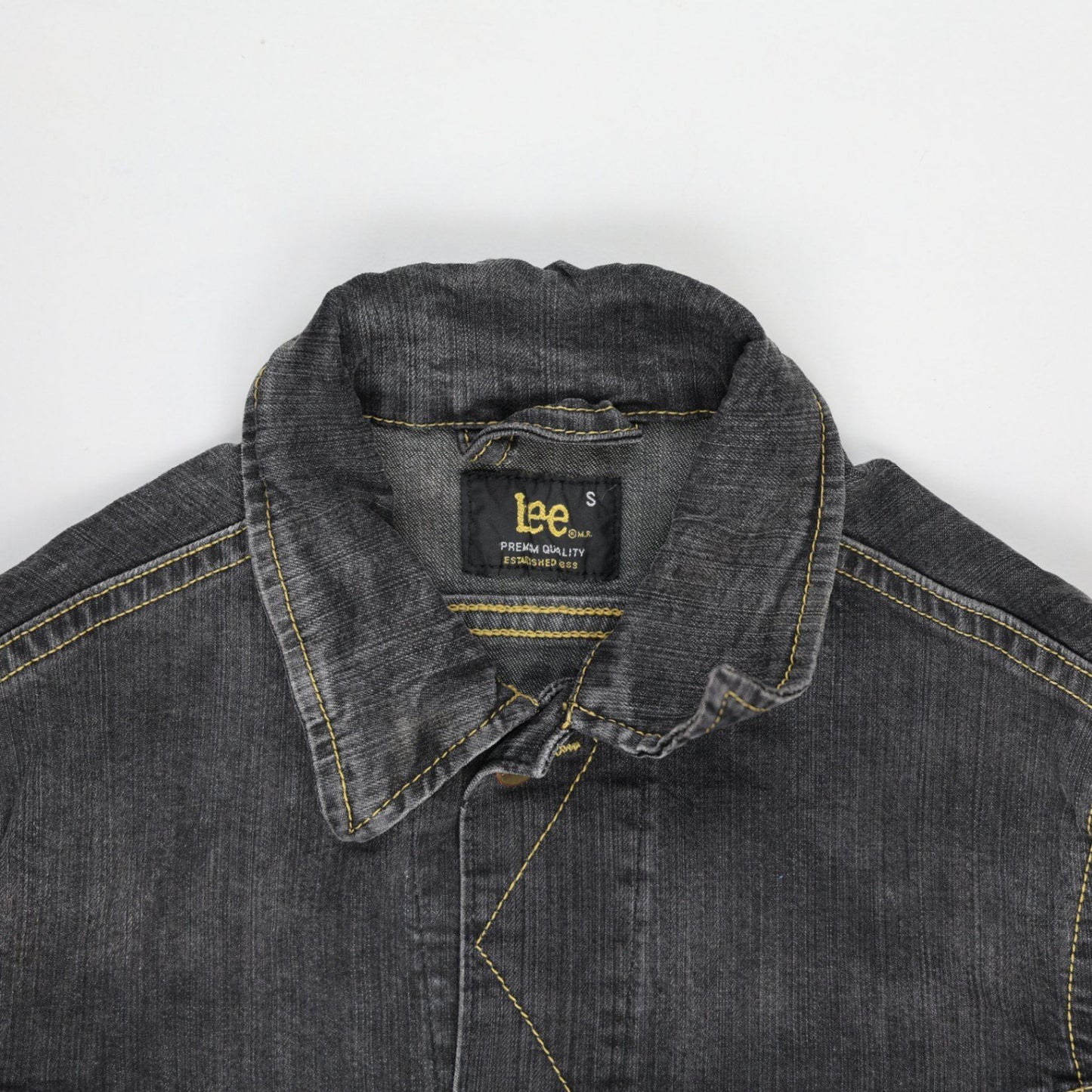 Lee Vintage Black Denim Jacket Small Cotton Blend Collared