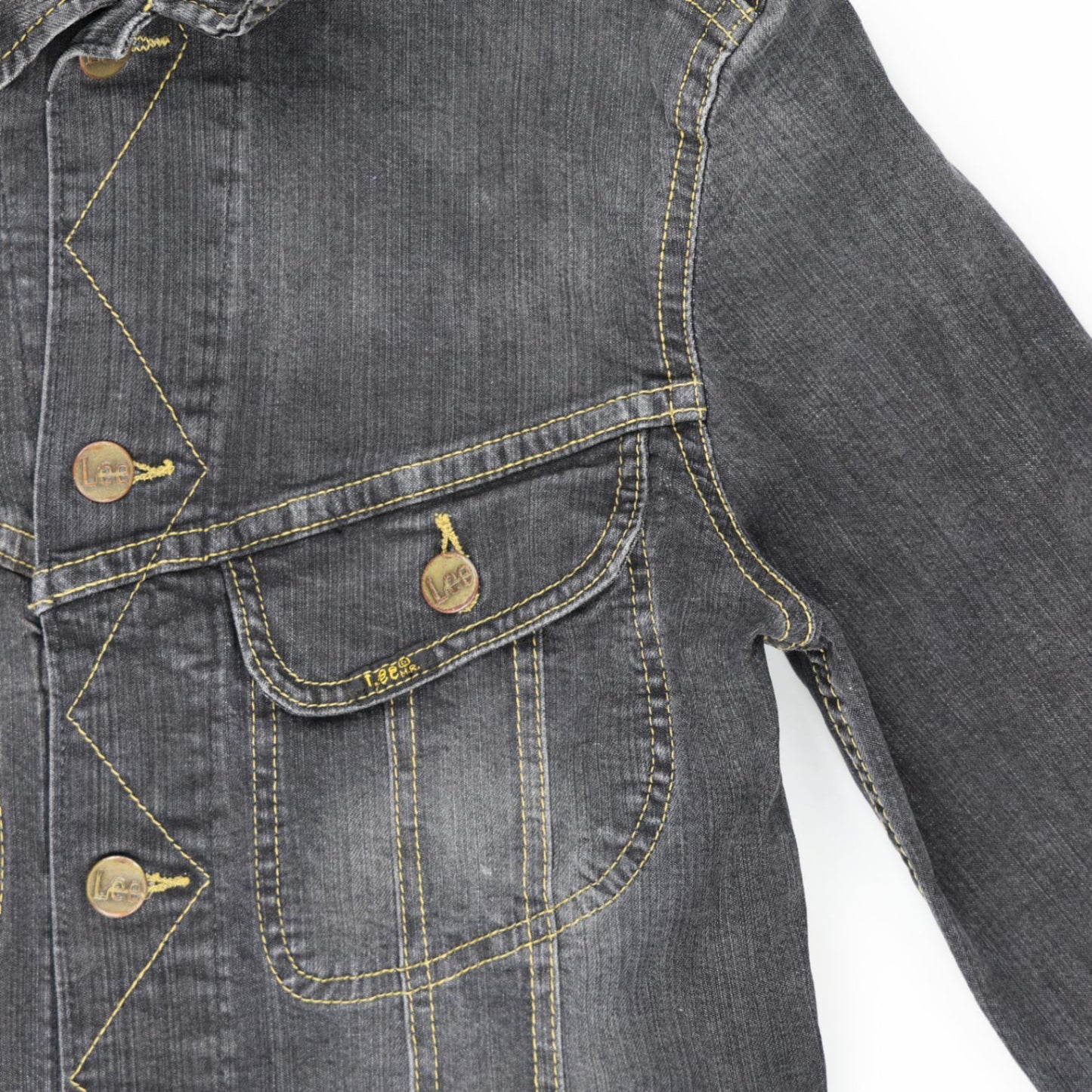 Lee Vintage Black Denim Jacket Small Cotton Blend Collared