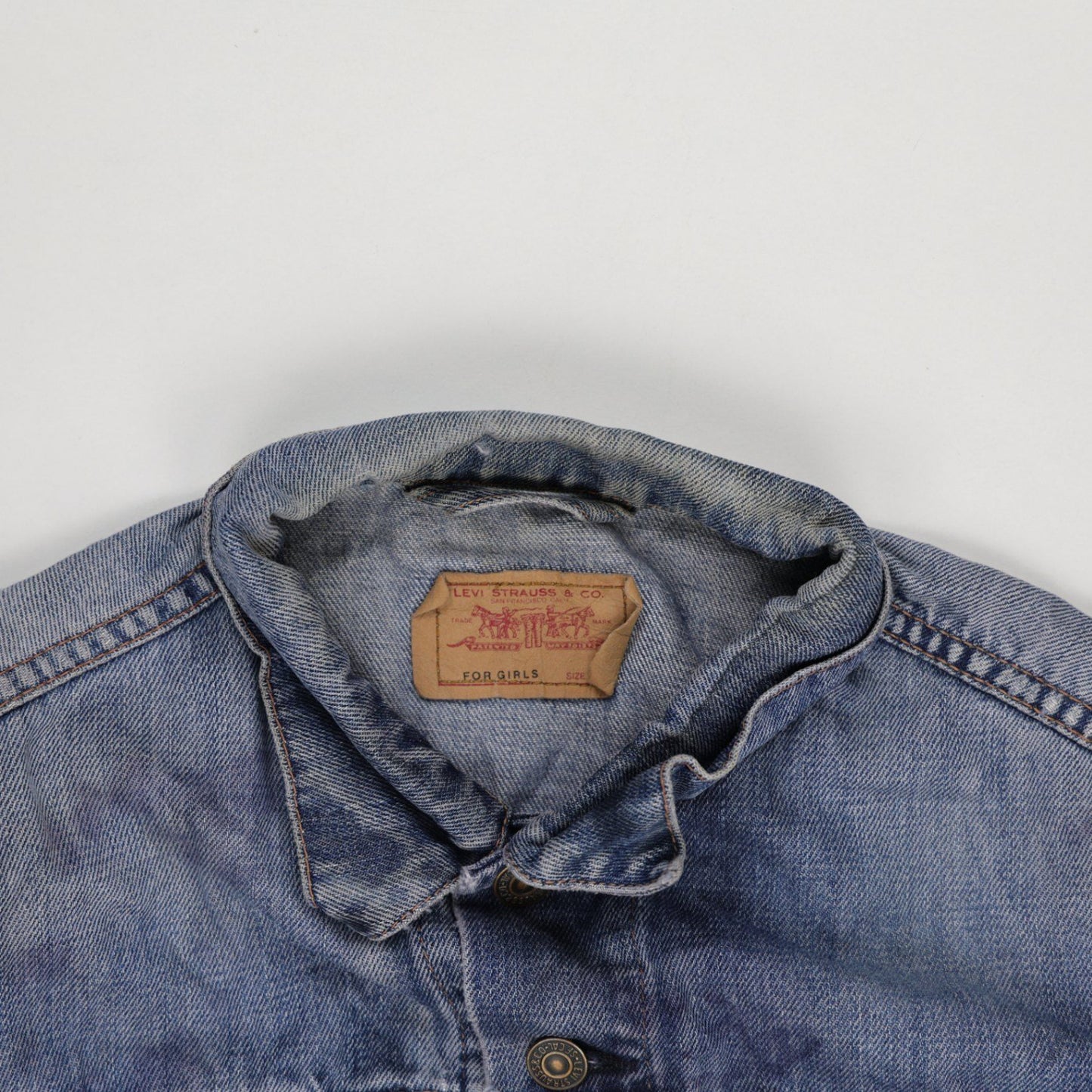 Levi's Girls Classic Medium Blue Denim Trucker Jacket Size Medium Cotton Vintage