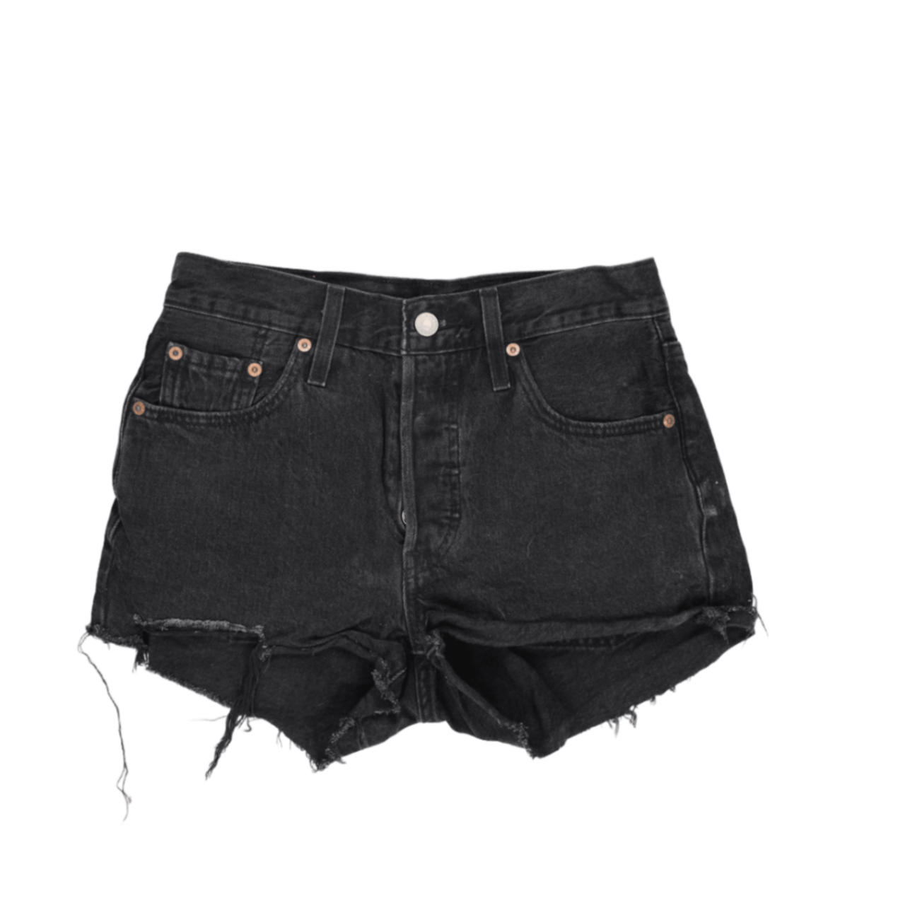 Levi's 501 Black High Waisted Denim Shorts 28W 100% Cotton Vintage