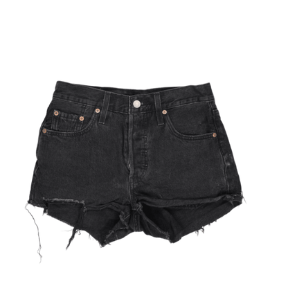 Levi's 501 Black High Waisted Denim Shorts 28W 100% Cotton Vintage