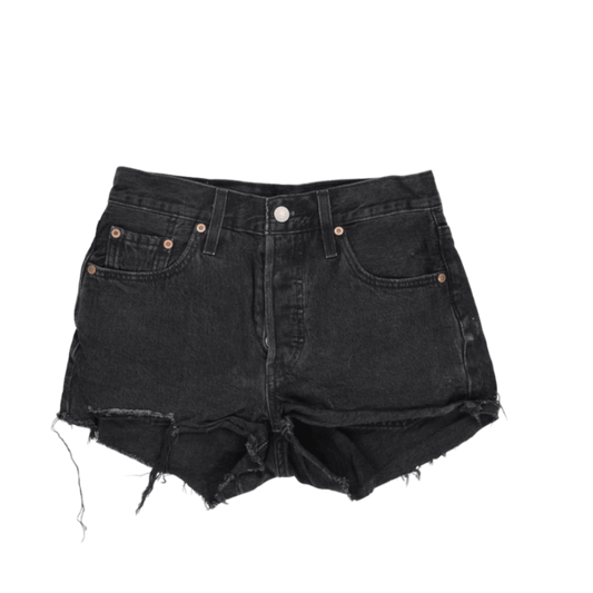 Levi's 501 Black High Waisted Denim Shorts 28W 100% Cotton Vintage