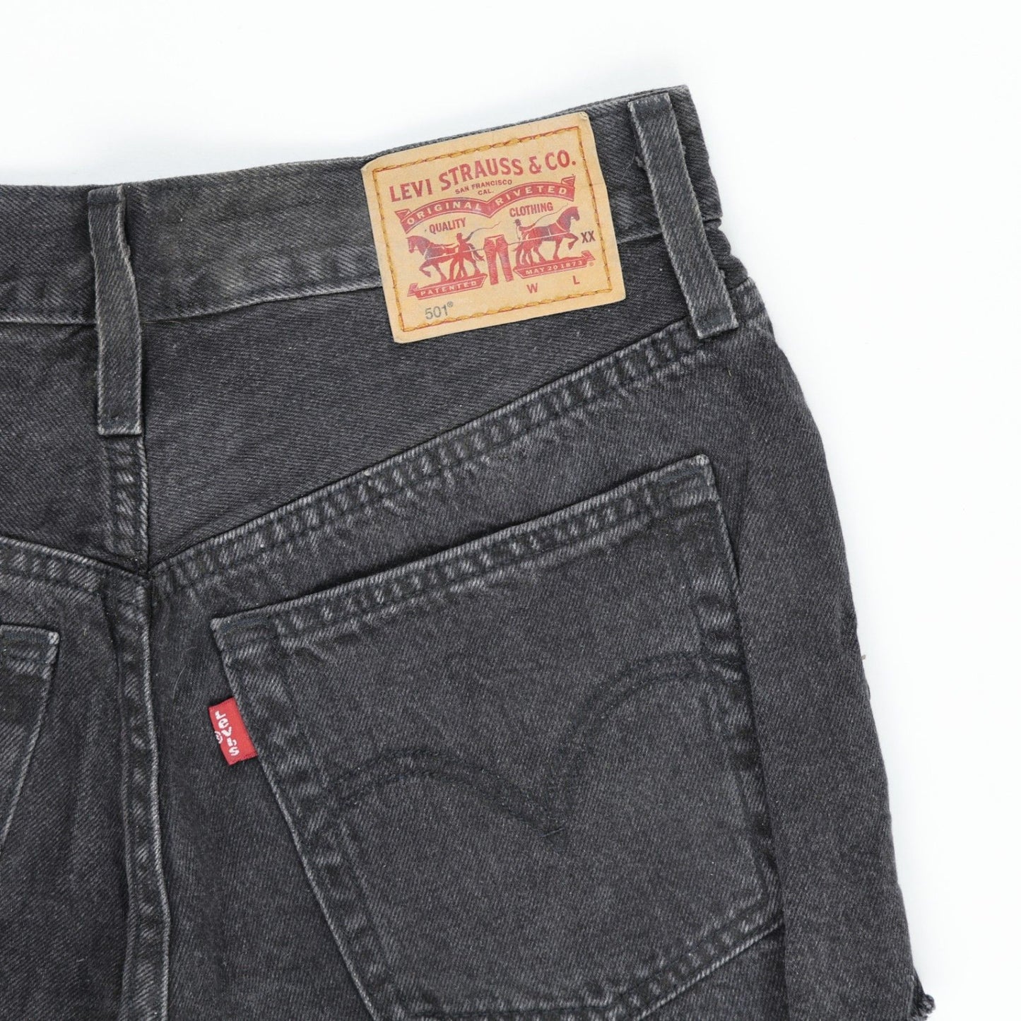 Levi's 501 Black High Waisted Denim Shorts 28W 100% Cotton Vintage