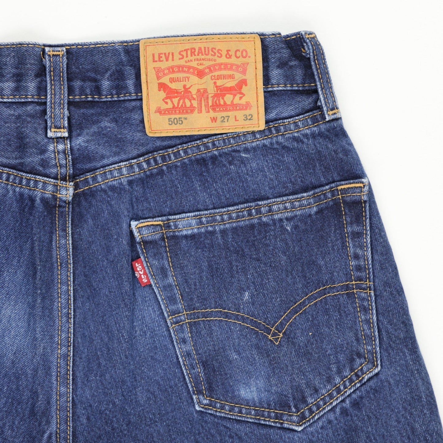 Levi's 505 Women's Vintage High Waisted Denim Shorts Blue W27 L32 Cotton