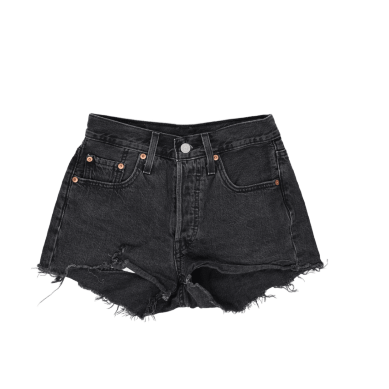 Levi's 501 Black Denim High Rise Cut Off Shorts W29 Vintage 100% Cotton