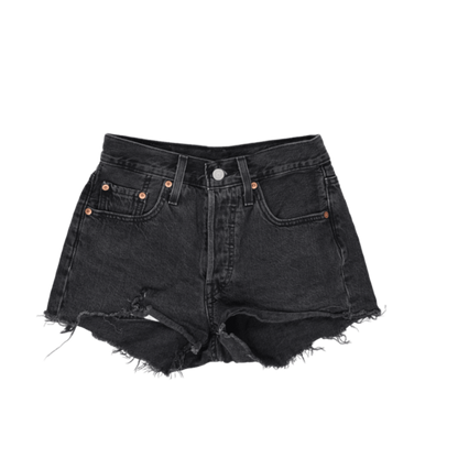 Levi's 501 Black Denim High Rise Cut Off Shorts W29 Vintage 100% Cotton