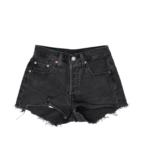 Levi's 501 Black Denim High Rise Cut Off Shorts W29 Vintage 100% Cotton