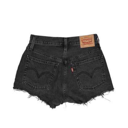Levi's 501 Black Denim High Rise Cut Off Shorts W29 Vintage 100% Cotton