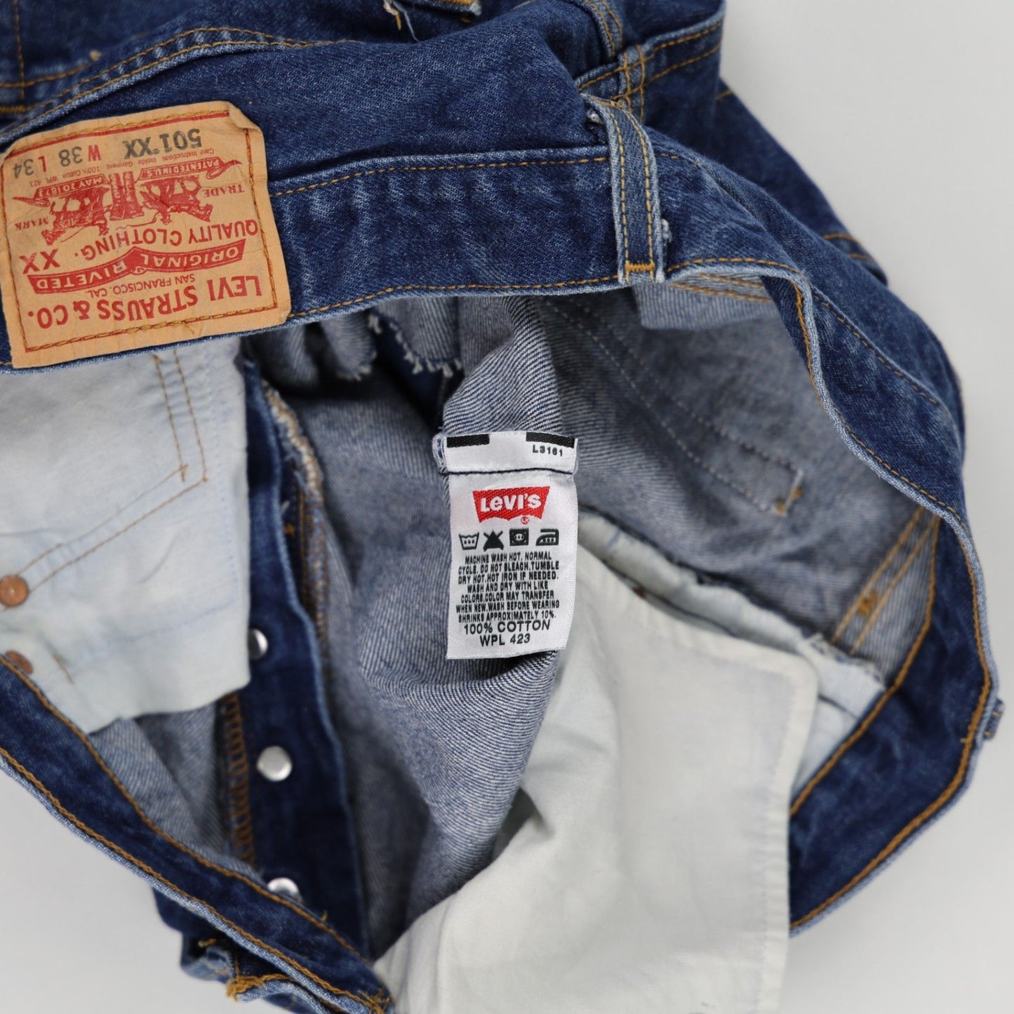 Levi's 501XX Vintage Blue Denim Shorts W38 L34 100% Cotton