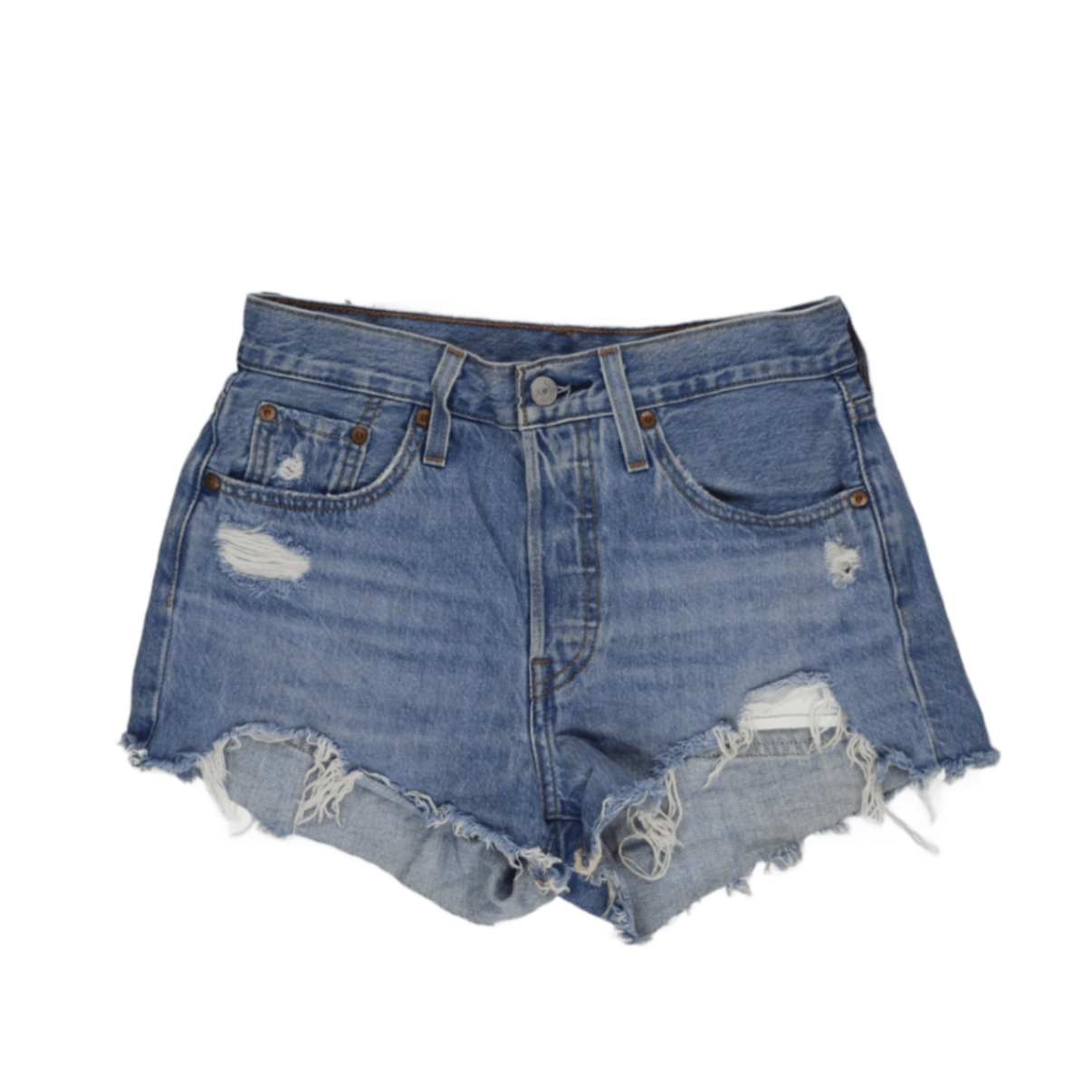 Levi's 501 High Waist Distressed Denim Shorts Blue W27 100 Cotton Vintage