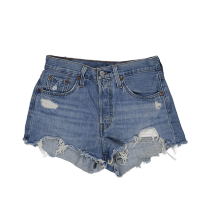 Levi's 501 High Waist Distressed Denim Shorts Blue W27 100 Cotton Vintage