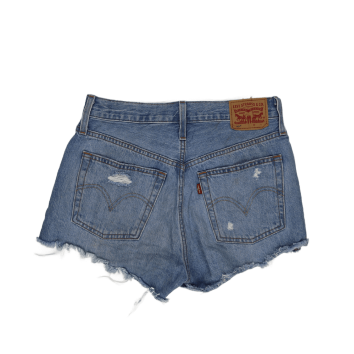 Levi's 501 High Waist Distressed Denim Shorts Blue W27 100 Cotton Vintage