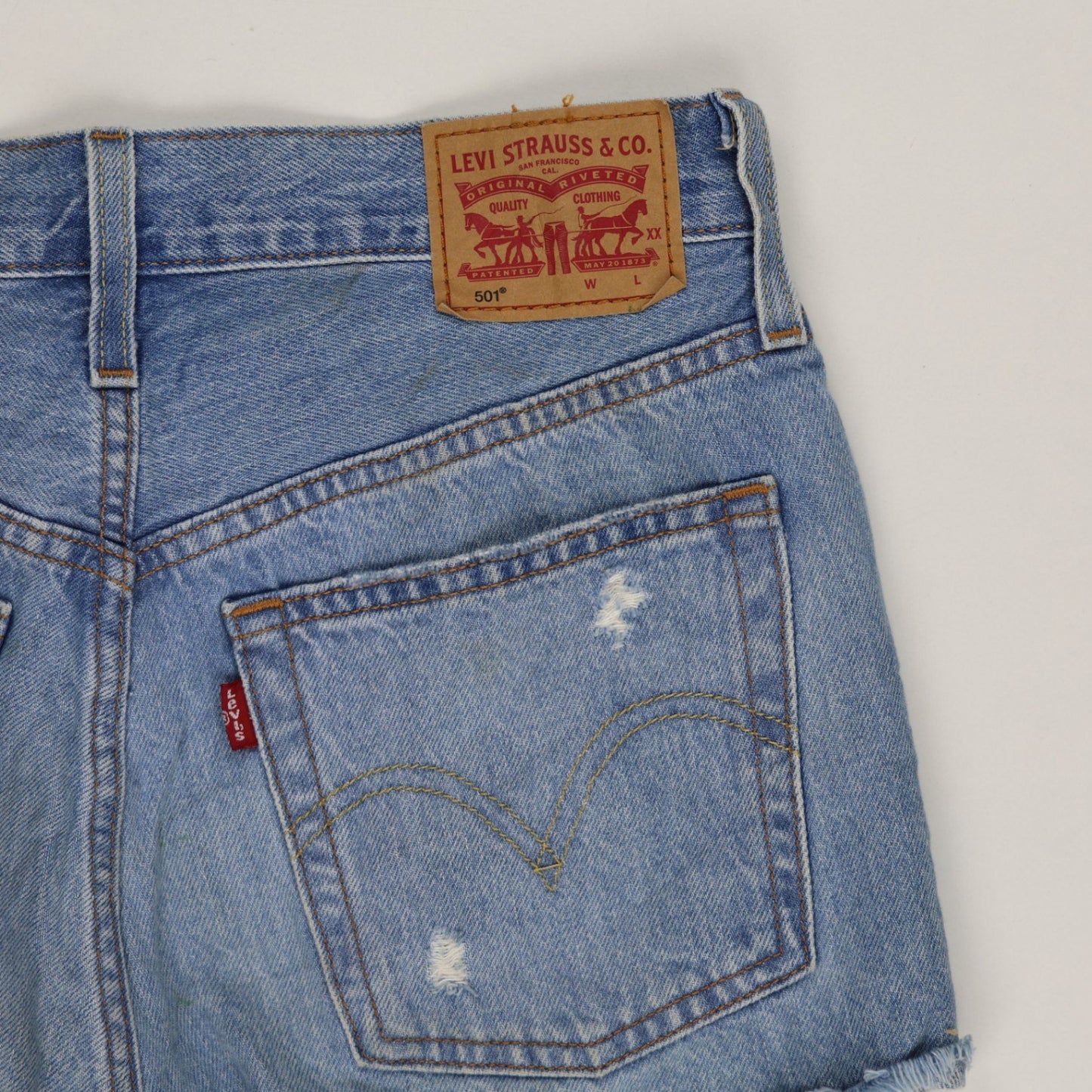 Levi's 501 High Waist Distressed Denim Shorts Blue W27 100 Cotton Vintage