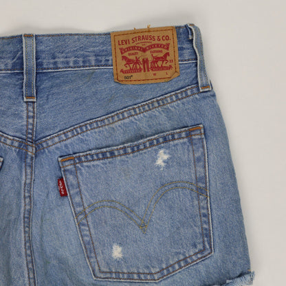 Levi's 501 High Waist Distressed Denim Shorts Blue W27 100 Cotton Vintage