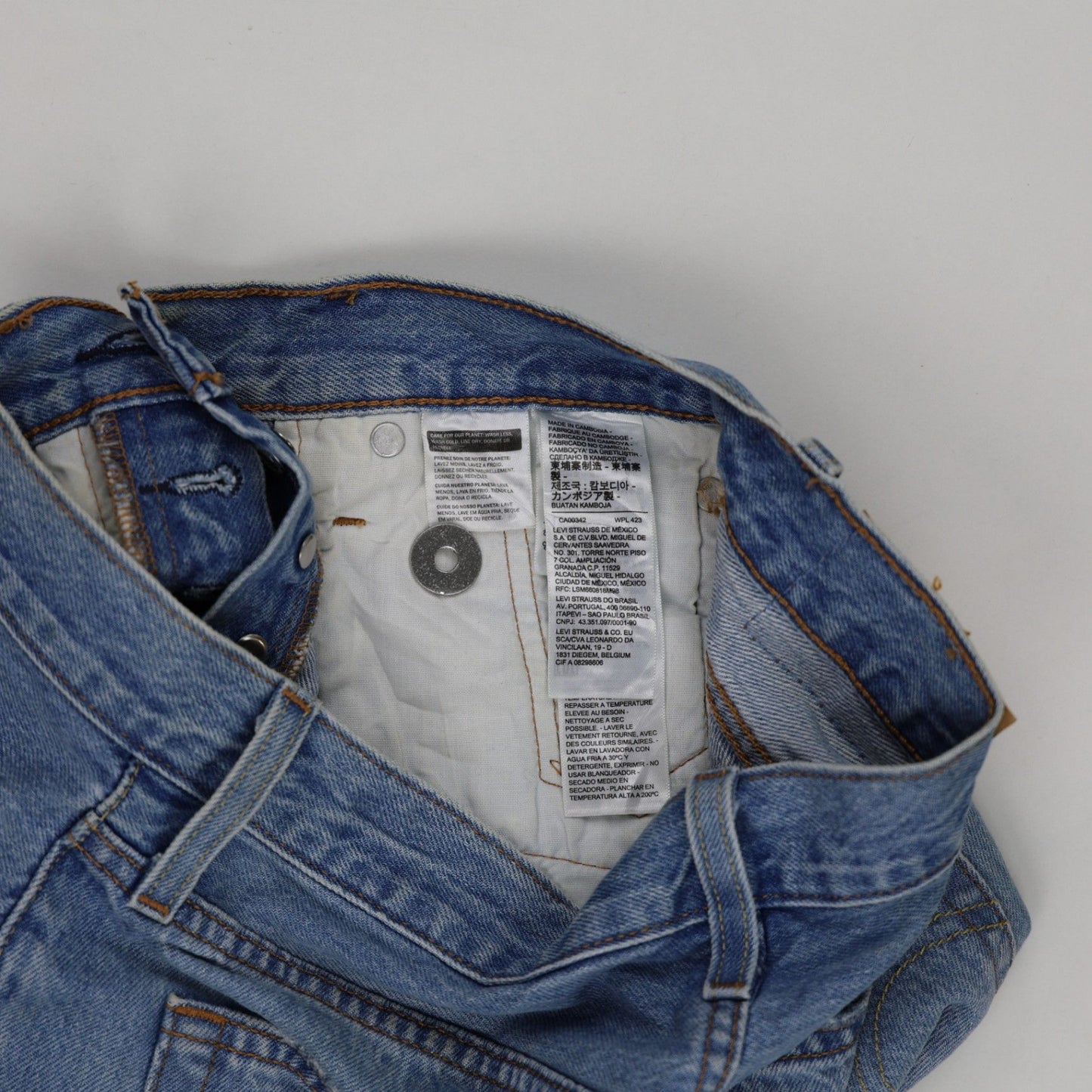 Levi's 501 High Waist Distressed Denim Shorts Blue W27 100 Cotton Vintage