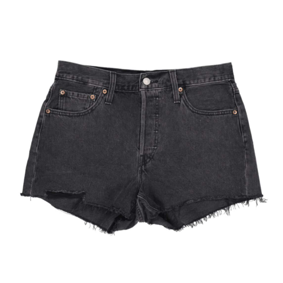 Levi's 501 Black Denim High Waist Distressed Cut Off Shorts Womens W31 100 Cotton Vintage