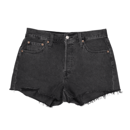 Levi's 501 Black Denim High Waist Distressed Cut Off Shorts Womens W31 100 Cotton Vintage