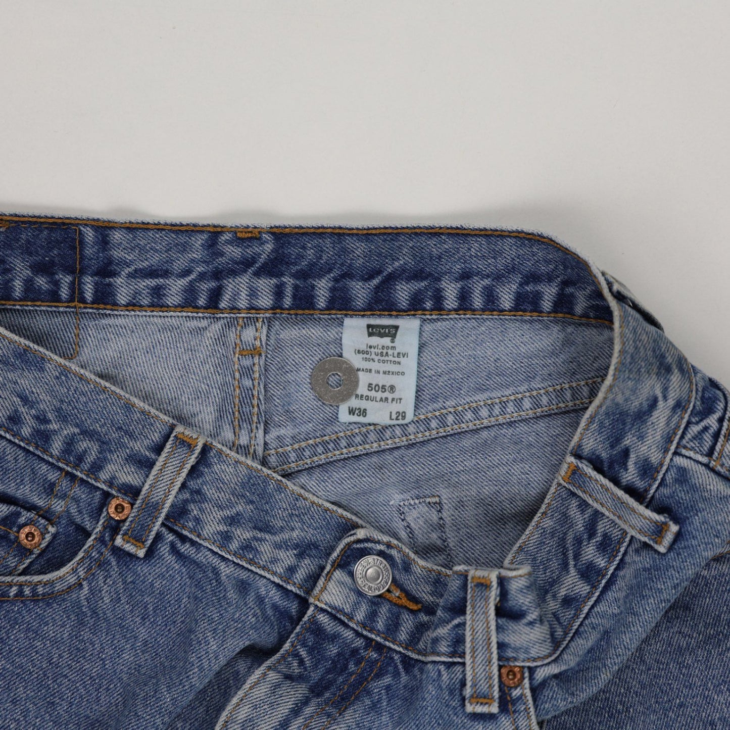 Levi's Vintage 505 Regular Fit Denim Shorts Blue W36 L29 100% Cotton