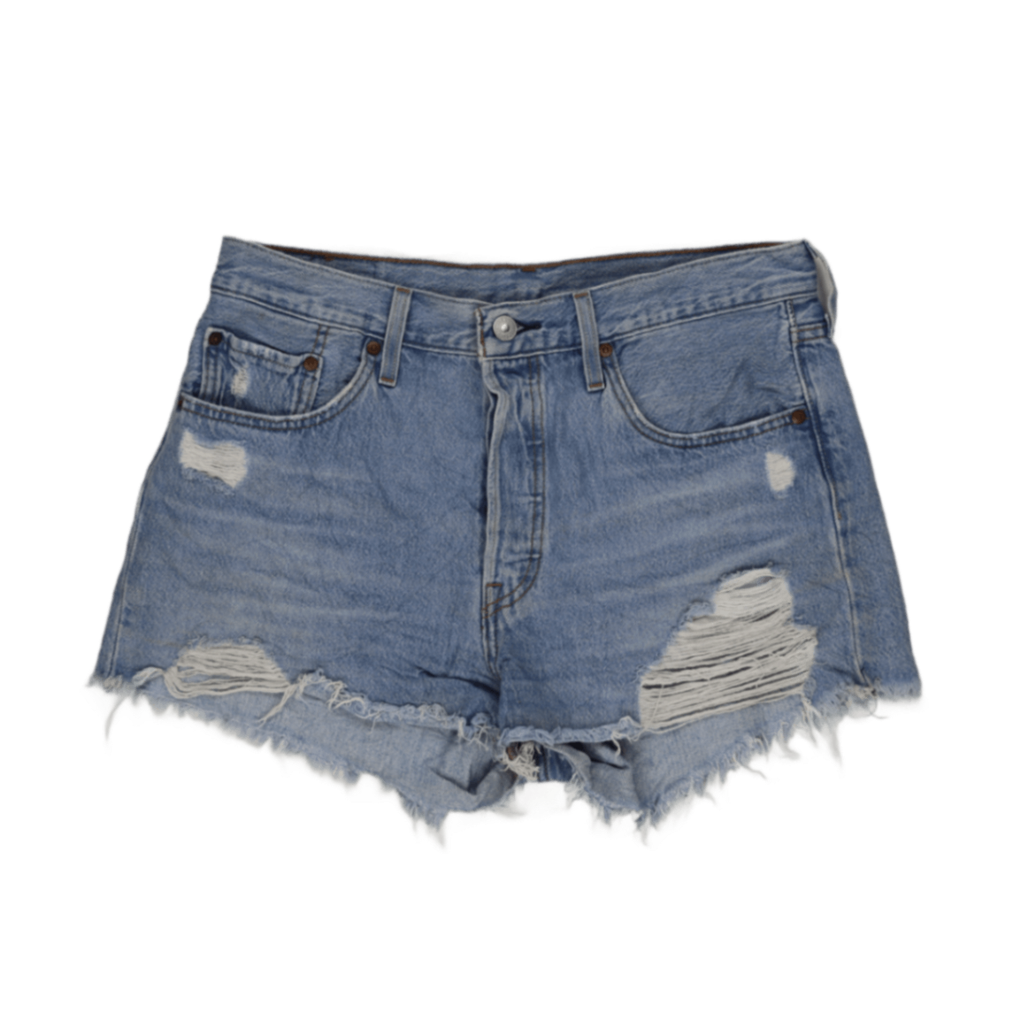 Levi's 501 Distressed High Waist Denim Shorts Blue W31 Cotton Vintage