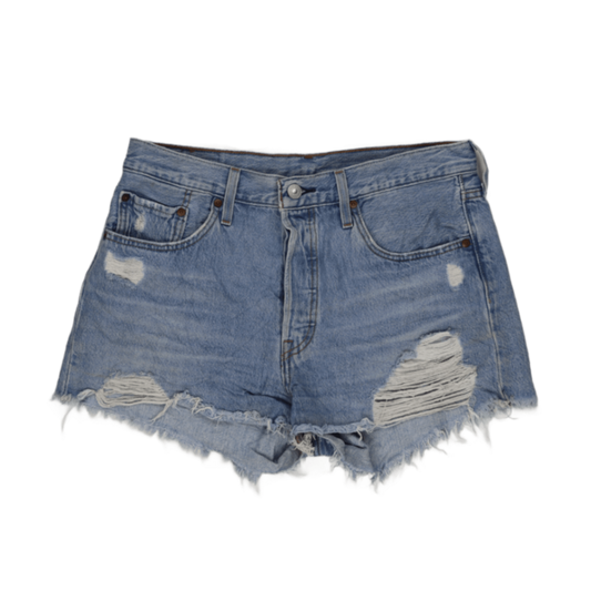 Levi's 501 Distressed High Waist Denim Shorts Blue W31 Cotton Vintage