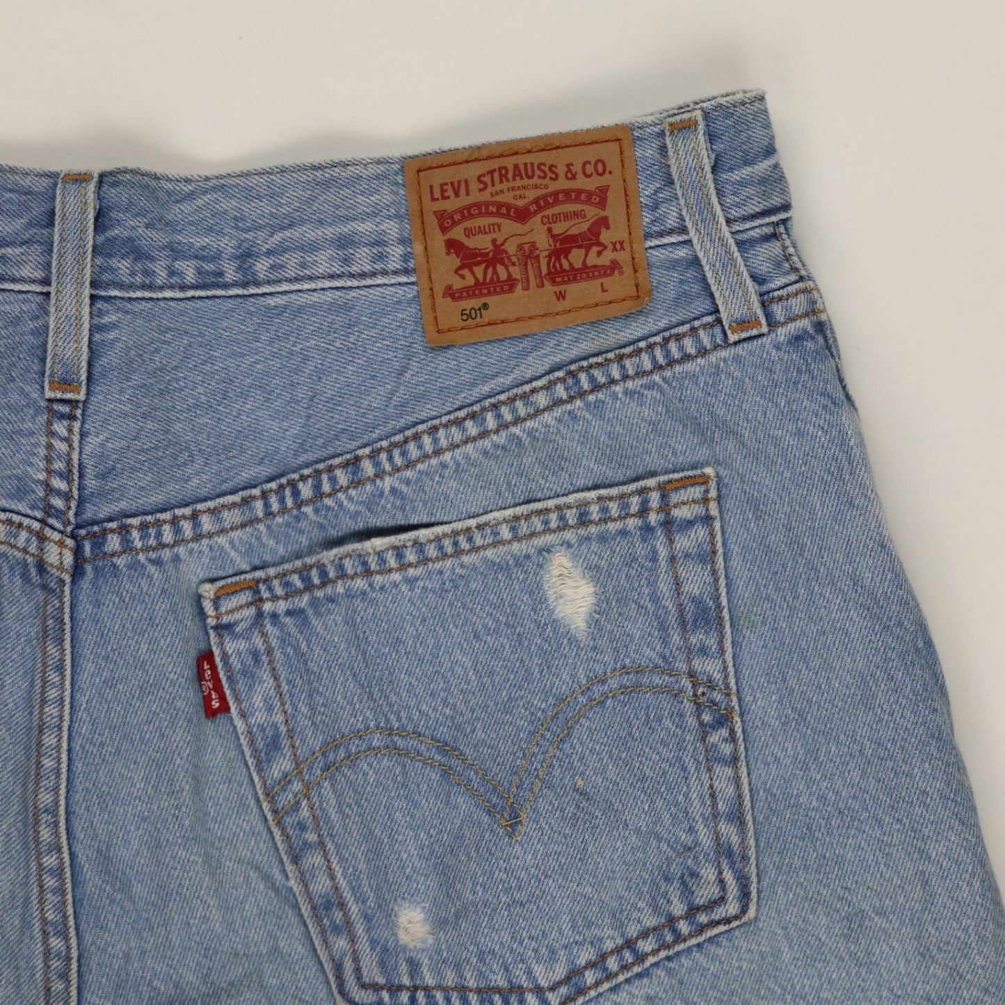 Levi's 501 Distressed High Waist Denim Shorts Blue W31 Cotton Vintage
