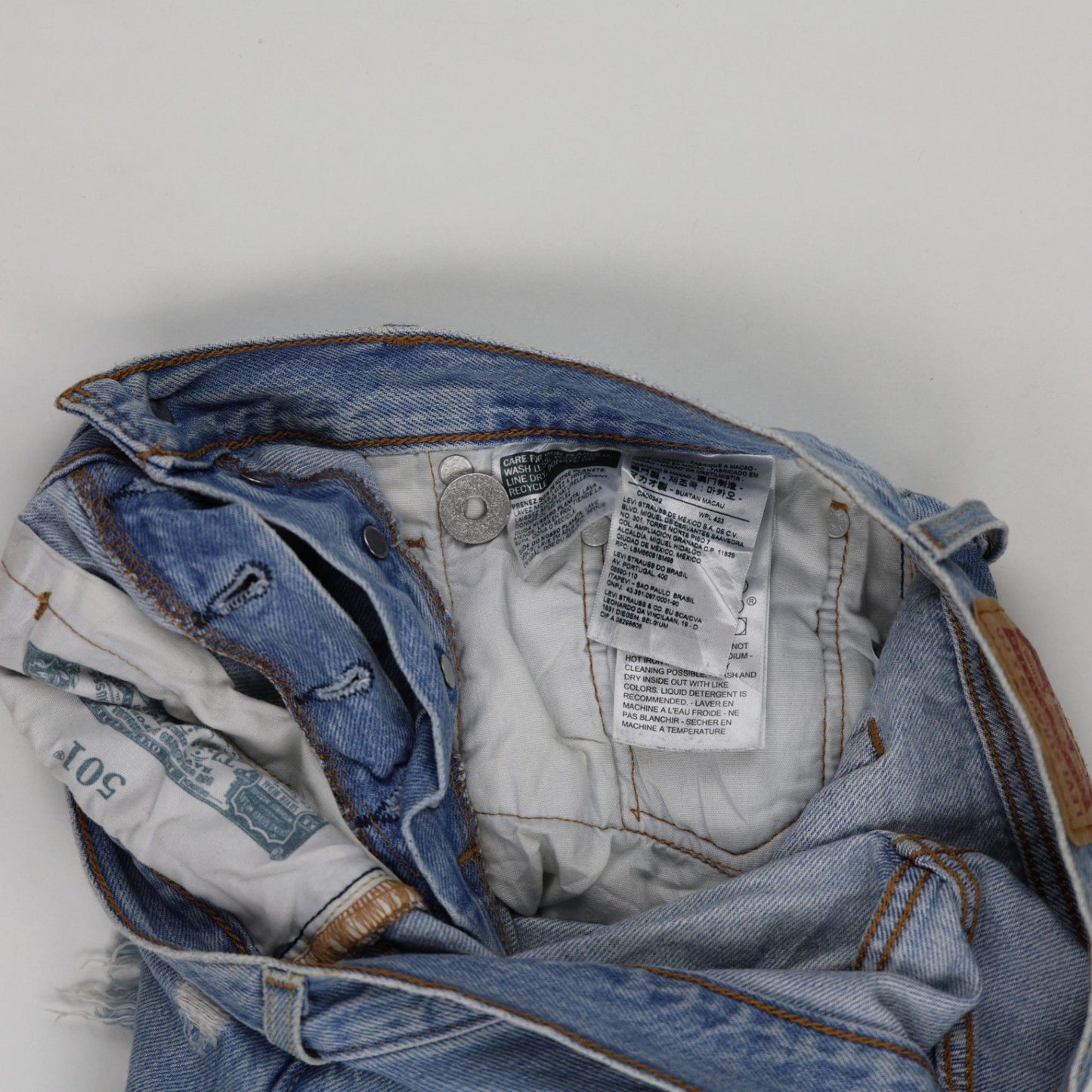 Levi's 501 Distressed High Waist Denim Shorts Blue W31 Cotton Vintage