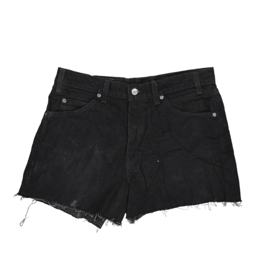 Levi's 550 Black Denim Cut-Off Relaxed Fit Shorts Size 33 Cotton Denim Vintage