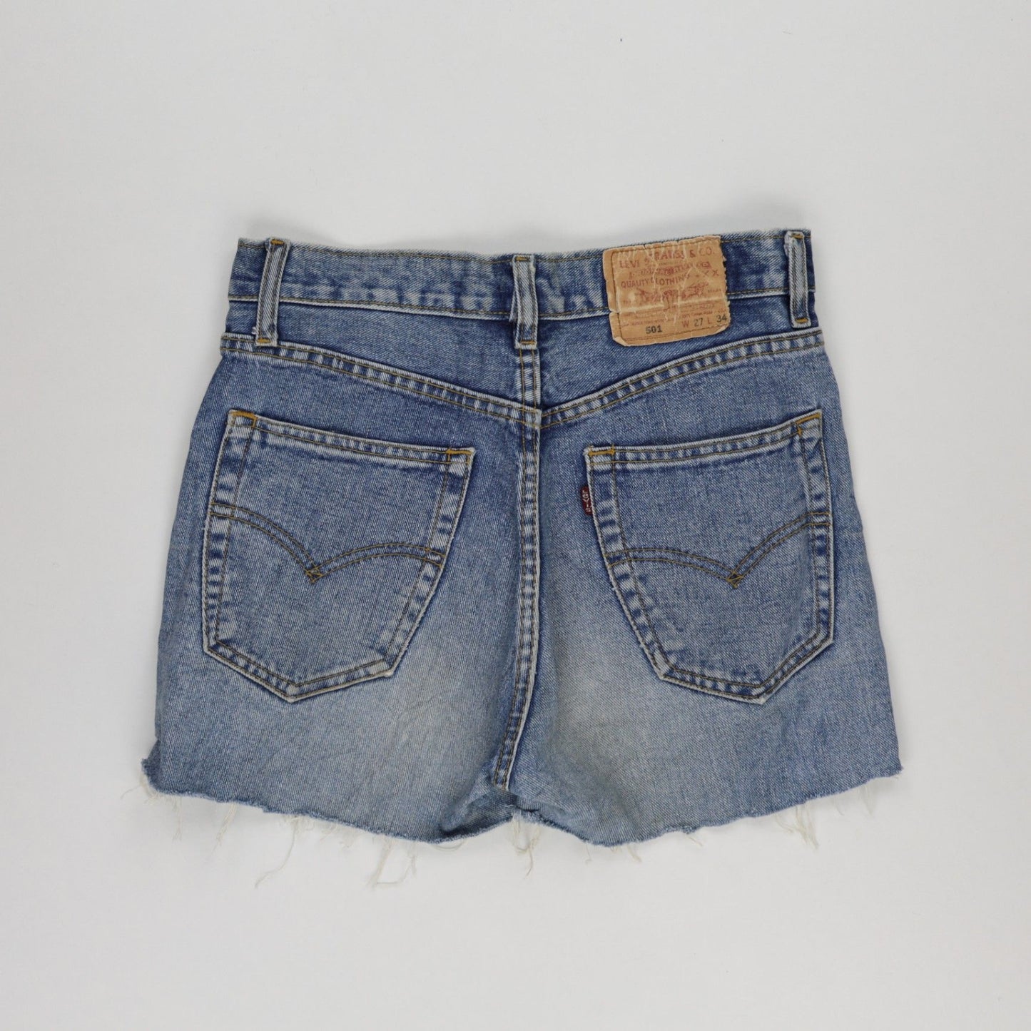 Levi's 501 Vintage High Waist Denim Cut Off Shorts Blue W27 Cotton