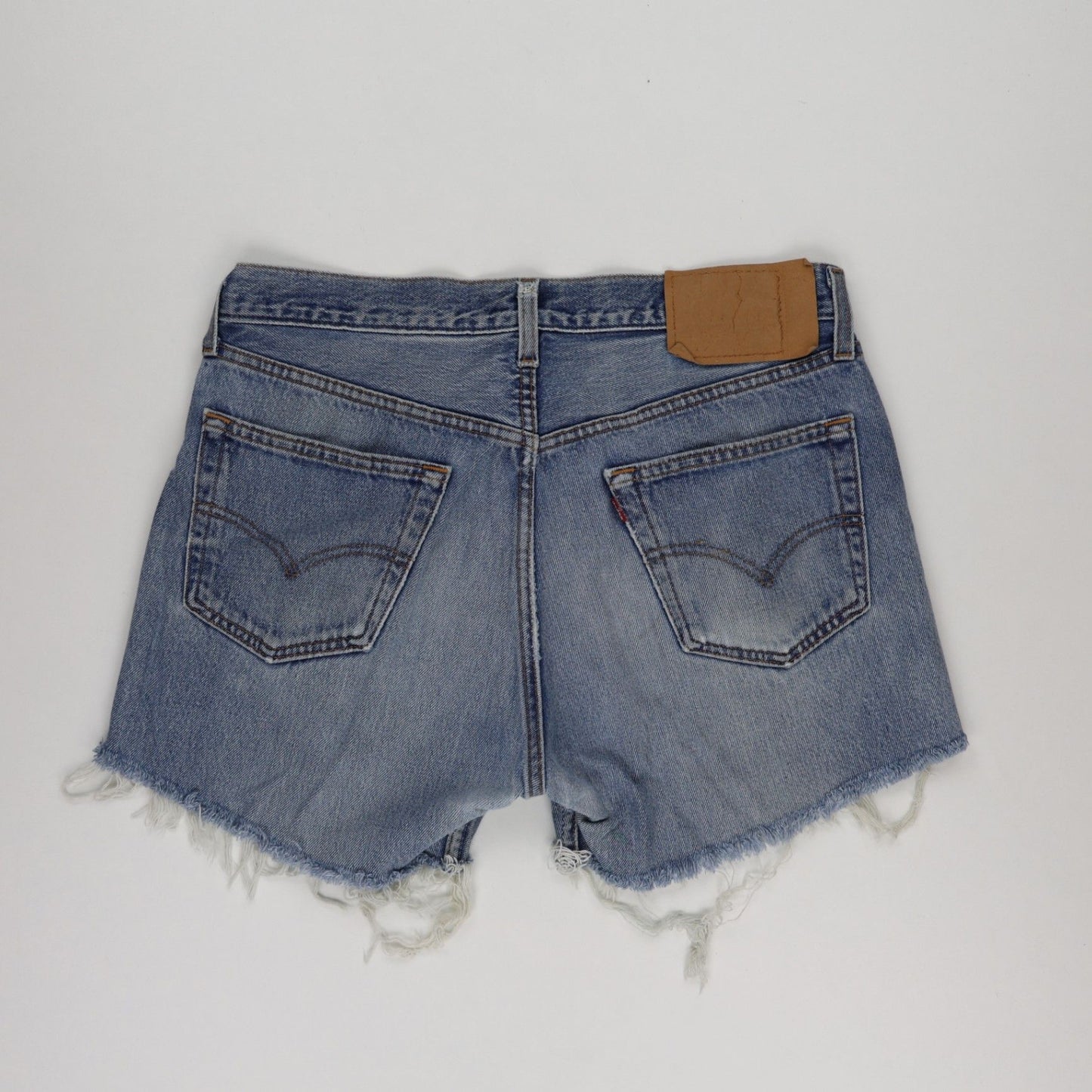 Levi's Vintage High Waisted Frayed Hem Denim Shorts Blue Medium Large 100% Cotton